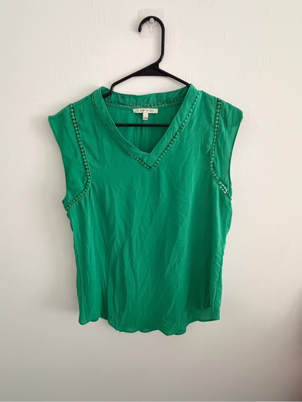 Green Sleeveless V-Neck Top